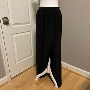 Tibi Black Maxi Silk Button Front Skirt Sz 2